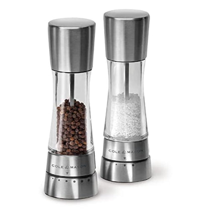 Cole & Mason Derwent Grinder Set - Precision Mechanisms and Sea Salt and Peppercorns - Derwent Salt and Pepper, Stainless Steel - color: Stainless Steel