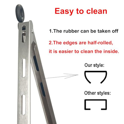 9-inch Stainless Steel Kitchen Tongs with Locking, Metal Food Tongs Non-Slip Grip (9") - size: 9"