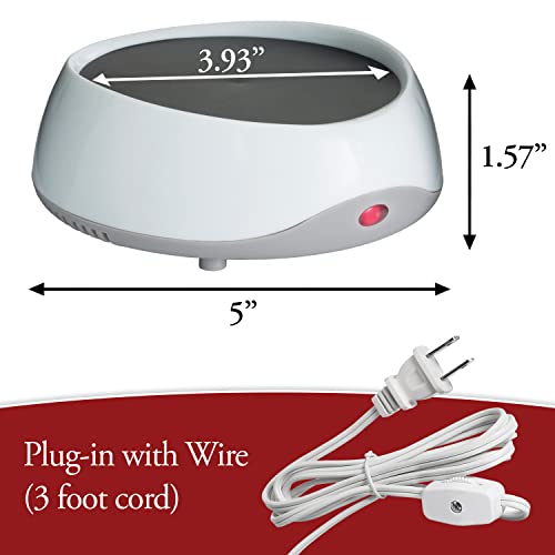 CANDLE WARMERS ETC. Auto Shutoff Candle Warmer Plate (White, Plug-in) – Modern Candle Wax Warmer with 8-Hour Timer - size: 04