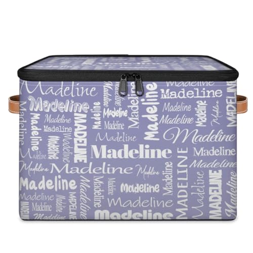 Custom Name Storage Basket, Personalized Keepsake Box, Haze Purple | Foldable Fabric Gradient Large Memory Bin with Handle Lid Lightweight Waterproof Dustproof, 14"L x 10.2"W x 10.4"H - color: Option 13
