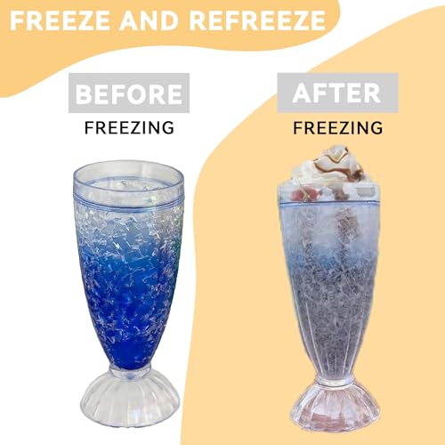 Lily's Home Frosted Freezer Milkshake Glasses, 12 oz Set of 4 – Double Wall Insulated Acrylic with Liquid Gel for Root Beer Floats, Smoothies & Ice Cream Sodas, Home Bar, Kitchen, Party & Dessert Shop - style: Milkshake cup(12oz)