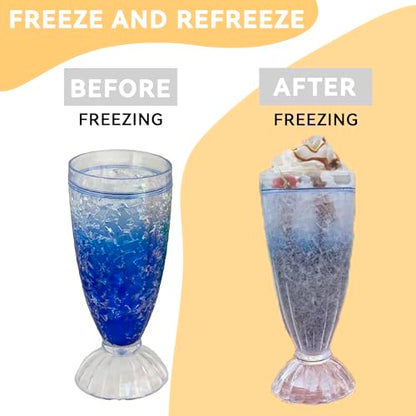 Lily's Home Frosted Freezer Milkshake Glasses, 12 oz Set of 4 – Double Wall Insulated Acrylic with Liquid Gel for Root Beer Floats, Smoothies & Ice Cream Sodas, Home Bar, Kitchen, Party & Dessert Shop - style: Milkshake cup(12oz)