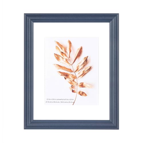 Navy Blue 11x14 Picture Frame, Display Pictures 8x10 with Mat or 11x14 Without Mat, Wall Hanging Photo Frame, 1 Pack - color: Navy Blue, size: 11x14-1P
