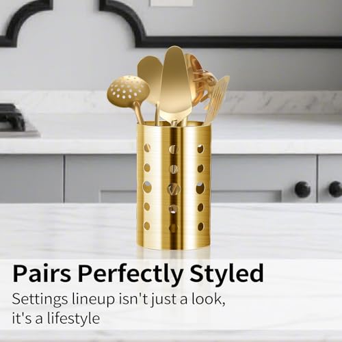 Lazycorner Cooking Utensil Set 11 Pcs Stainless Steel Kitchen Utensils Set Wok Utensils Kitchen Tool Set Spatula Set Heat Resistant Metal Kitchen Tools Ergonomic HandleEasy to Clean Dishwasher Safe - color: Gold