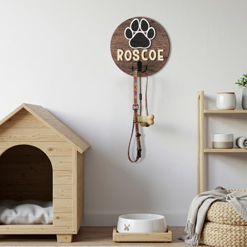 Kathfly Dog Leash Holder for Wall Pet Harness Hanger with 52 Letters | Dog Leash Hangers Cat Collar Organizer for Entryway, Pet Loss DIY Gifts, Pet Keepsake Home Decor