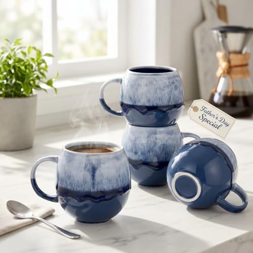 Ceramic Coffee Mug,16 oz Large Coffee Cups, Lead-Free | Stoneware Latte Cups for Tea & Cappuccino, Unique Holiday Gifts with Compact Ergonomic Small Handle, Aesthetic Nordic Design