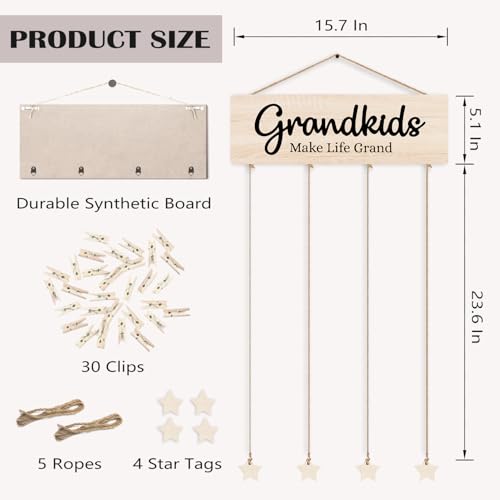 Picture Frames Collage Photo Hanging Display Picture Board Wood Rustic Frames, Mother s day for Women, Grandkids Make Life More Grand Picture Frame, Rustic Farmhouse Wood Hanging Collage Photo Frame - color: Grandkids Make Life Grand