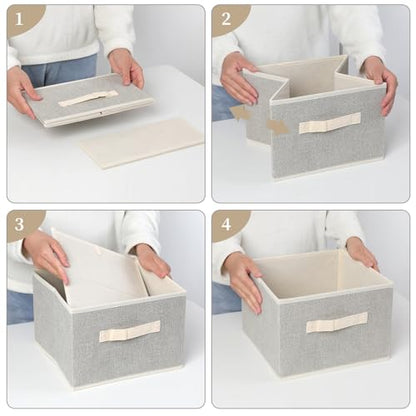 Storage Baskets, 11-Inch Woven Fabric Bins, Storage Cubes with Reinforced Handles, Organizer Bins for Closet Shelves, Foldable, for Toys, Clothes, Natural Beige (3PCS/Beige-11*11*7.8inch)