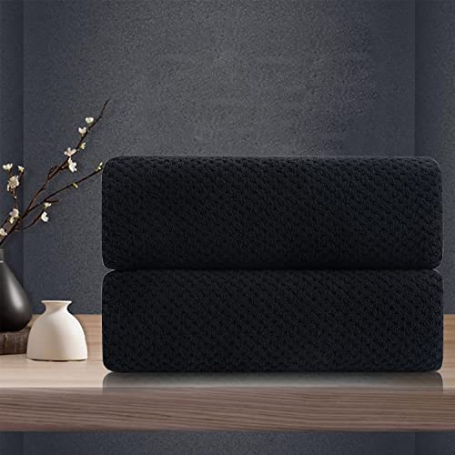Black Hand Towels Set 2 Pack-16“x31”,Ultra Soft Microfibers Bathroom Towel Set Highly Absorbent Quick Dry Luxury Premium Towel Lightweight Durable Hand Towel Collection for Hotel Spa Gym Kitchen - color: Texture Black, size: 2 Pack Hand Towels