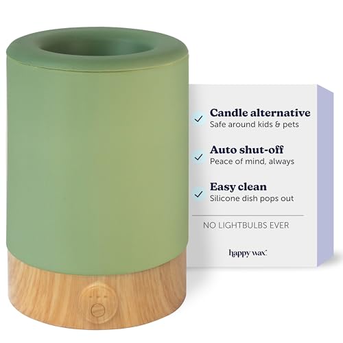 Happy Wax Sage Signature Wax Melt Warmer for Scented Wax Melts, Cubes & Tarts – Electric Wax Melter with Automatic Timer and No Scrape Silicone Dish for Easy Wax Removal - color: Sage