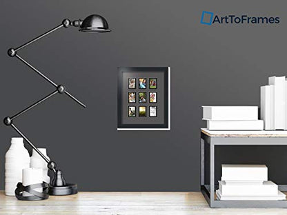 ArtToFrames Collage Photo Frame Double Mat with 9-2x3 Openings with Satin Black Frame and Charcoal mat. - color: Charcoal, size: 9 - 2x3