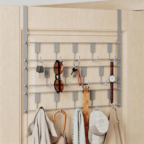 Over The Door Hooks for Hanging, 14 Hooks Over Door Coat Hanger, Coat Clothing Rack and Towel Rack for Bathroom Organizer, Door Hanger Organizer Kitchen, Bathroom Towel Storage Silver - color: Sliver 14 Hooks 1 Pack
