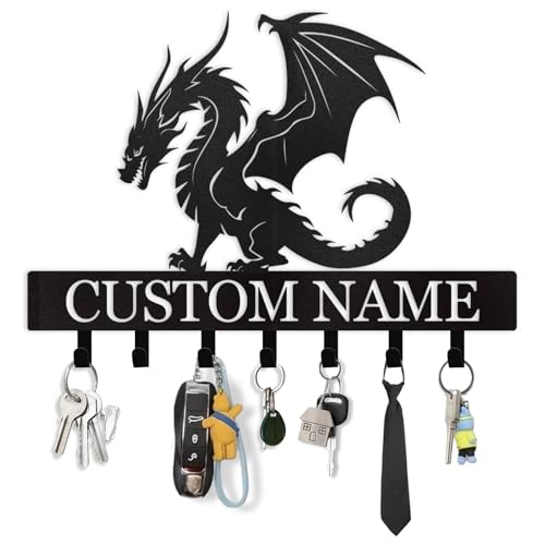 Custom Key Holder for Wall, Personalized Dragon Key Rack Wall Mount, Metal Key Holder Hooks Organizer Rack, Metal Decorative Wall Mounted, Key Hanger Wall Hanging for Bedroom, Kitchen, Doorway - color: 05 Dragon