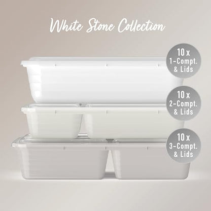 Bentgo Prep 60-Piece Meal Prep Kit - Reusable PFAS & BPA-Free Food Containers, 1-Compartment, 2-Compartment, & 3-Compartments - Microwave, Freezer, & Dishwasher Safe (White Stone) | Portion Control, Stackable, PFAS & BPA-Free, Microwave, Freezer & Dishwas