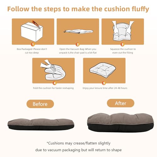 RACE LEAF Brown Chair Cushions 4 Pack, 15.5" X 15.5" Indoor Seat Cushions, Tufted Memory Foam Dining Room Chair Pads with Ties and Non-Slip Backing - color: Brown