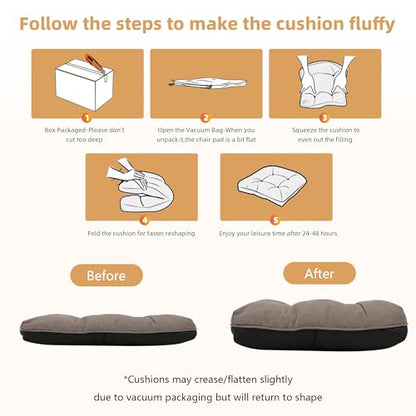 RACE LEAF Brown Chair Cushions 4 Pack, 15.5" X 15.5" Indoor Seat Cushions, Tufted Memory Foam Dining Room Chair Pads with Ties and Non-Slip Backing - color: Brown