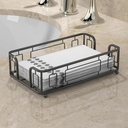 Guest Towel Holder Tray for Bathroom Countertop, Black Metal | Guest Bathroom, Powder Room & Vanity Use - color: H - Black Guest Towel Holder Tray, size: Guest Towel Holder