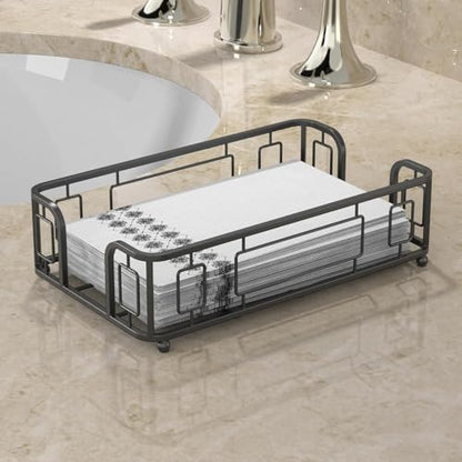 Guest Towel Holder Tray for Bathroom Countertop, Black Metal | Guest Bathroom, Powder Room & Vanity Use - color: H - Black Guest Towel Holder Tray, size: Guest Towel Holder