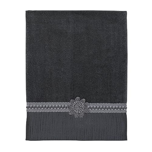 Avanti Linens - Bath Towel, Soft & Absorbent Cotton Towel (Braided Medallion Collection) - color: Granite, size: Bath Towel