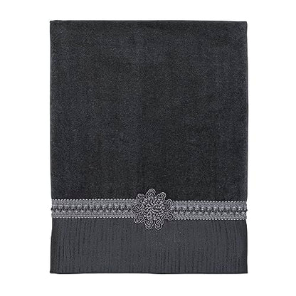 Avanti Linens - Bath Towel, Soft & Absorbent Cotton Towel (Braided Medallion Collection) - color: Granite, size: Bath Towel