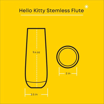 JoyJolt Hello Kitty Stay Gold Stemless Flutes, 9.4oz Drinking Glasses Set of 4, Sanrio Highball Glasses, Kawaii Hello Kitty Kitchen Glass Set Ideal for Water Juice Smoothies, Skinny Tall Glasses - style: Hello Kitty