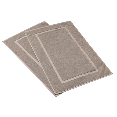 HILLFAIR 900 GSM Cotton Rug Bath Mats Pack of 2 (21x34 Inches), Absorbent Machine Washable Bath Mat for Hotel Spa Tub & Shower, Non Slip Floor Mat, Bathroom Decor Accessories: Stone - color: Stone, size: 2 Piece Towel Set
