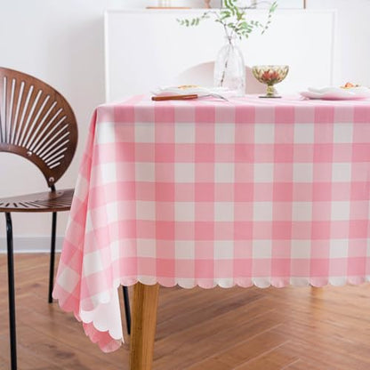 MANGATA CASA Pink Gingham Tablecloth for Square Tables- Checkered Table Cloth Waterproof Kitchen & Table Linens-Polyester Buffalo Plaid Wrinkle Free Table Cover(Baby Pink 52x52in) - color: Baby Pink, size: 52" x 52" (Square)