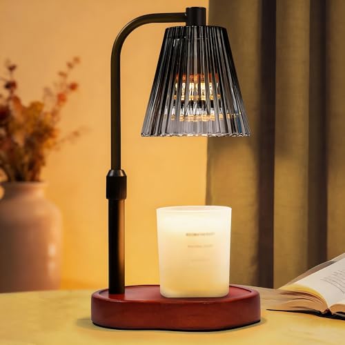 Candle Warmer Lamp with Timer Dimmer, Birthday Gifts for Women Mom | Height Adjustable Black Wax Warmer Lamp Fits 3-Wick Jar Candles, Housewarming Gift for Friend Sister, New Home - color: Black
