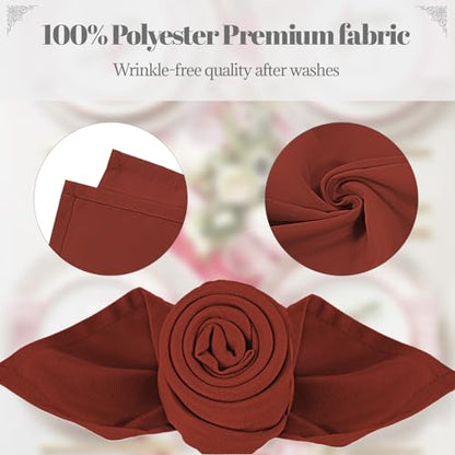 PLOYMONO Burnt Orange Cloth Napkins - 8 Pack 17" x 17" Polyester Napkins | Heavy Duty 180 GSM Cloth Napkins with Hemmed Edges - Great for Restaurants, Weddings, Parties, Banquets Dinner - color: Burnt Orange