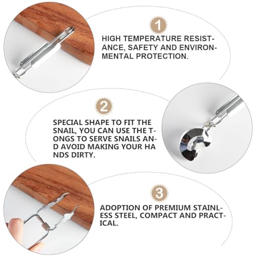Ipetboom 4 Pack Escargot Tongs Stainless Steel Snail Tong Food Serving Clip Clamp Ergonomic Curved Handle Heat Resistant for Dining Party Buffet 12.59 X 3.93 X 3.14 in - color: 4pcs