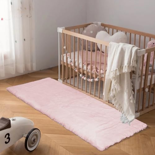 Latepis Light Pink Runner 2x6 Rugs Small Fluffy Shag Rug Faux Rabbit Fur Washable Non-Slip Rugs for Living Room, Sofa Mat, Bedside Rug, Dorm - color: Light Pink, size: 2' x 6' (Rectangular)