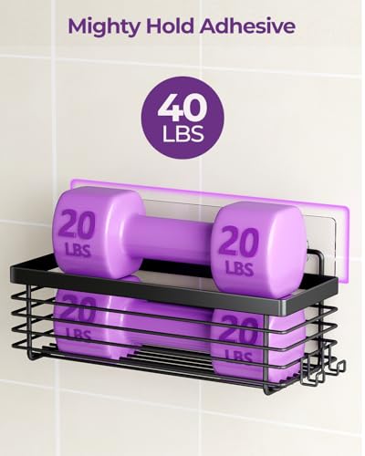 ODesign Shower Shelves Adhesive 3 Pack Stainless Steel Storage Shelve-Black | No drilling wall mounted,rust-resistant,large capacity,quick drainage,easy to clean,suitable for bathrooms and kitchens - color: Black