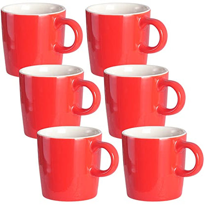 homEdge Mini Porcelain Espresso Cup, 4 Ounces / 120 ml Tiny Ceramic Coffee Mugs Demitasse for Espresso, Tea- Set of 6, Red - color: Red