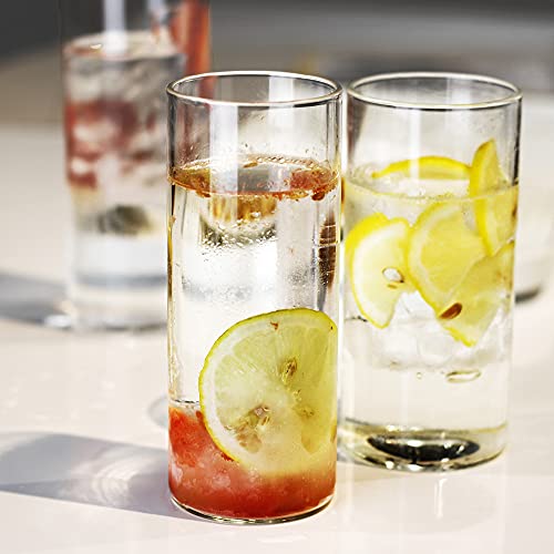 LUXU Drinking Glasses 12 oz,4pcThin Highball Glass,Clear Tall Beer Glass | Lead-Free Glassware,Clear Everyday Drinkware,Water Glasses,Mojito Glass Cups,Bar Glassware,and Mixed Drink Cocktail Glass Set - style: 12 OZ highball glass