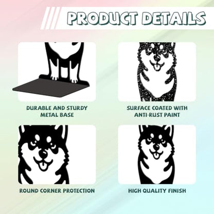 5.3"x4.3"x7.9" Metal Bookends, Heavy Duty Book Ends for Shelves | Cute Shiba Inu Theme Cast Iron Book Supports, 1 Pair Decor Stoppers for Desk, Library, Office & Home Shelves - style: Cute Shiba Inu