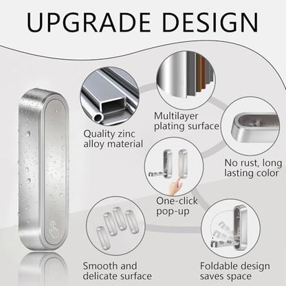4PCS Foldable Wall Hooks, Heavy Duty Zinc Alloy Folding Wall Hooks, Folding Coat Hooks Wall Mount Bathroom Foldable Towel Hooks for Hanging Clothes, Bags, Hats, Bathrobes, Keys and Kitchen (Silver) - color: Silver, size: 4 Hooks