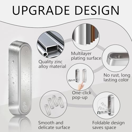 2PCS Foldable Wall Hooks, Heavy Duty Zinc Alloy Folding Wall Hooks,Folding Coat Hooks, Flip Down Hook for Hanging Coats, Bags, Hats, Cooking Utensil, Bathrobes, Keys (Silver) - color: Silver, size: 2 Hooks