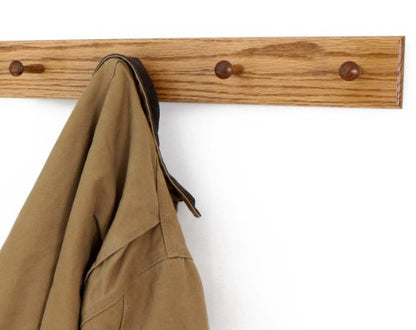 Solid Oak Shaker Peg Rack Made in The USA - Golden Oak Stain Stain 23 x 3.5 Inches with 4 Pegs - color: Golden Oak, size: 23" x 3.5" with 4 pegs