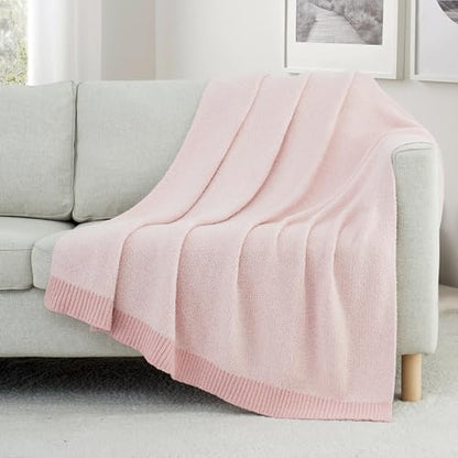 Carriediosa Heather Throw Blanket 60x80, 400GSM Ultra Soft Microfiber | Dusty Pink, Fuzzy Fluffy Cozy Plush Knit Knitted Throws, Lightweight Cute Preppy Fall Blankets for Couch, Bed - color: Heather - Dusty Pink, size: 60" X 80"