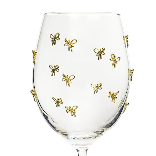 10 Strawberry Street Gold Bow Glassware, Red Wine, Set of 4 - size: Red Wine