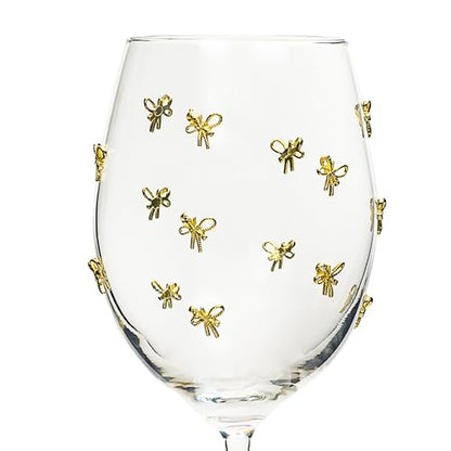 10 Strawberry Street Gold Bow Glassware, Red Wine, Set of 4 - size: Red Wine