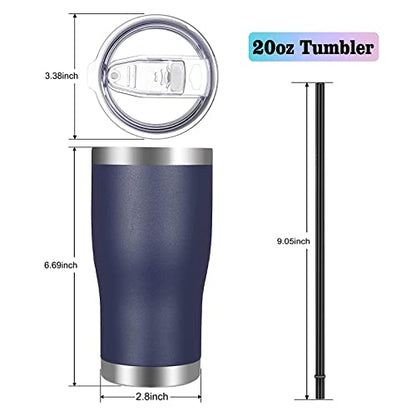 VEGOND 20oz Tumbler Stainless Steel Tumbler Cup with Lid And Straw Vacuum Insulated Double Wall Travel Coffee Mug(Navy Blue 6 Pack) - color: Navy Blue, size: 6 Count (Pack of 1)