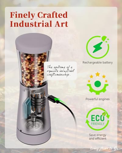 Electric Salt and Pepper Grinder Set with Storage Base, Stainless Steel Rechargeable Salt and Pepper Grinder Set with 4.5 oz Large Capacity, 1.8" Wide Mouth, Adjustable Coarseness, Ideal for Kitchen - color: Lavender