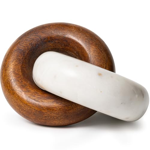 Cork & Mill Marble and Wood Decorative Knot for Shelf or Table Decor | Decorative Object, Coffee Table Centerpiece for Living Room, Handcrafted Accent for Bookcase, Console, Mantel or Entryway