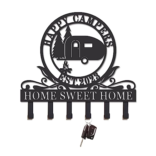 Custom Camper Key Holder for Wall, Personalized Rustic Key Hook for Wall, Personalized Metal Camper Key Rack, Hanger Camper Wall Decor, Camper Lover Gift - color: Design 9