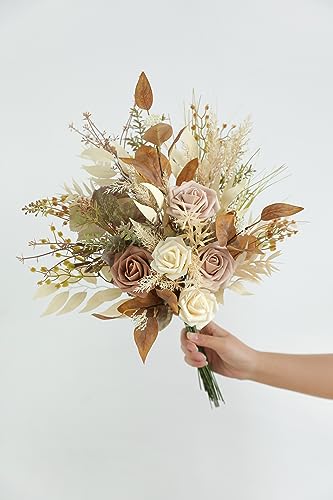 Serra Flora Artificial Greenery Stems Combo Box Set,34pcs with 7 Kinds of Faux Greenery Picks for DIY Bridal Bouquets Wedding Floral Arrangement Party Table Centerpieces - color: Brown & Beige
