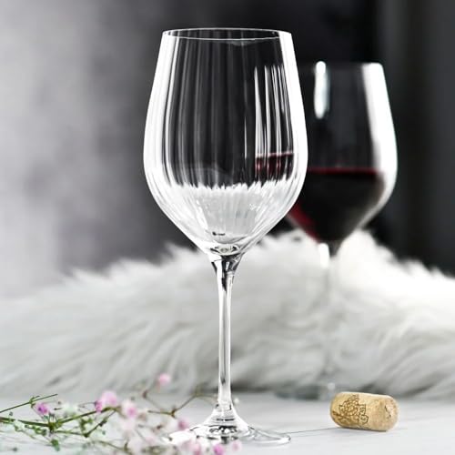 KROSNO Red Wine Glasses Set of 4, 15.2 oz, Lumi Collection | Wine Tumbler with Stem, Lead-Free Crystal Glassware, Drinking Glasses, Riedel Cups, Home & Restaurant, Dishwasher Safe - style: Chic