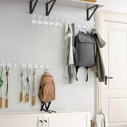 SKOLOO Heavy Duty Wall Mounted Coat Rack - 6 Hooks, Stainless Steel, Sturdy Coat Hooks for Hanging Clothes, Jacket, Hat, White - color: White, size: 6 Hook(1 Pack)
