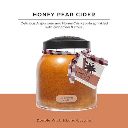A Cheerful Giver — Honey Pear Cider - 34oz Papa Scented Candle Jar with Lid - Keepers of the Light - 155 Hours of Burn Time, Gift for Women, Orange - size: 34oz