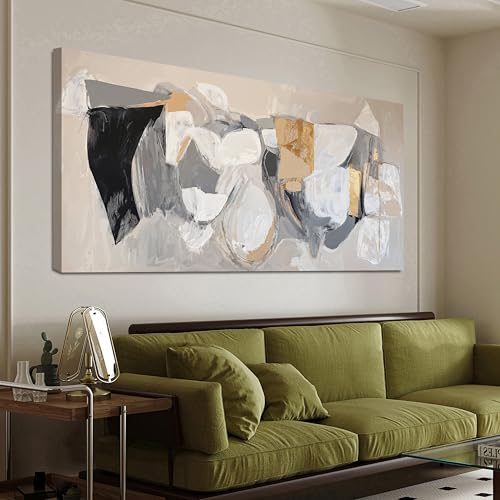 Abstract Canvas Wall Art Decor Black Large Wall Art Decor for Living Room Gray Gold Modern Abstract Graffiti Art Wall Canvas Art Poster Print Wall Pictures for Bedroom Office Decor 24" X 48" - color: Black Gray, size: 48"L x 24"W